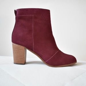 TOMS ‘Lunata’ Bootie in Raisin Suede/Heritage Canvas